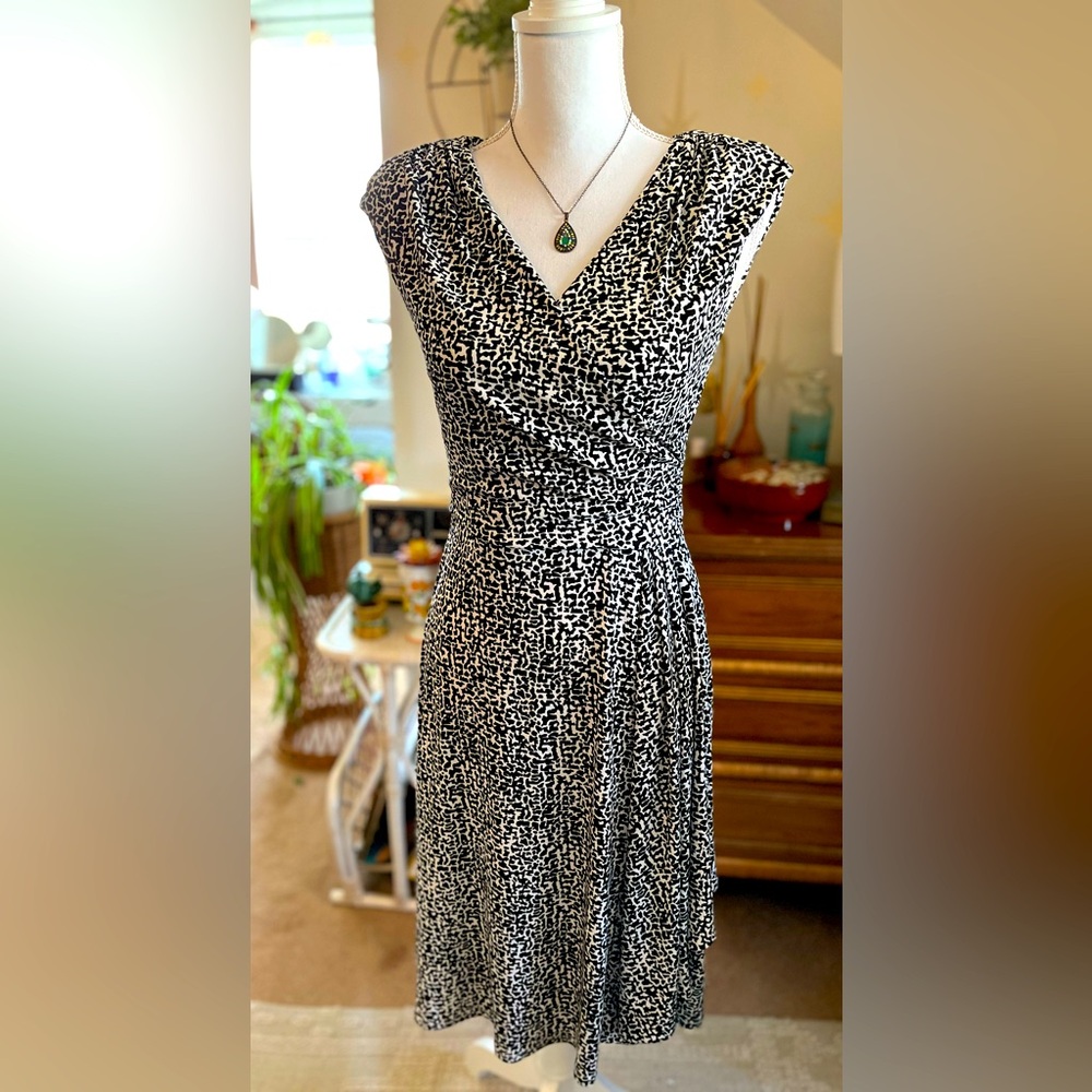 Ralph Lauren Black and White Printed Wrap Dress